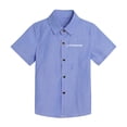 thumbnail image 3 of Boys Striped Short Sleeve Button Down Shirt, Classic Point Collar Casual Top with Embroidery, 3 of 5
