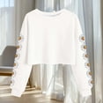 thumbnail image 5 of Camisetas de Manga Larga de las Mujeres Moda Impresa Suelta Casual Cuello Redondo Suéter Deportivo Superior, 5 of 5
