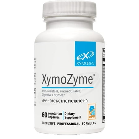 XYMOGEN XymoZyme - Vegan, Multi-Enzyme Digestive Supplement - Plant-Based Digestive Enzymes for Women & Men - Support Gut Health   Nutrient Absorption - Breakdown Lactose, Beans & More (60 Capsules)