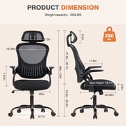 MCQ High-Back Ergonomic Chair with Lumbar Support,Headrest Flip-Up Armrests, for Office, Study & Home , Black