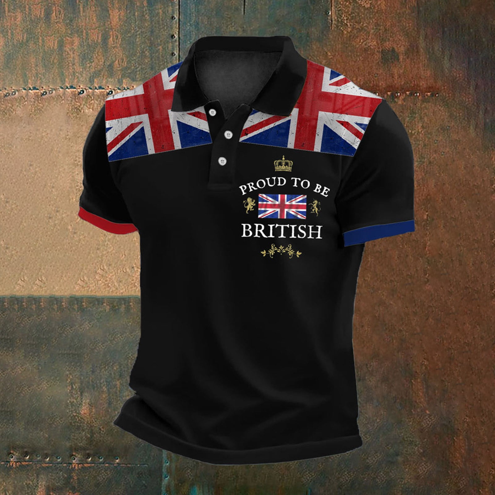SONXAHE Men's Union Jack Flag Graphic Polo Shirt Short-Sleeve