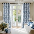 thumbnail image 6 of NICETOWN 100% Blackout Floral Curtains for Living Room, Room Darkening Grommet Farmhouse Thermal Insulated Window Drapes, Blue, 52"x84", 2 Panels, 6 of 7