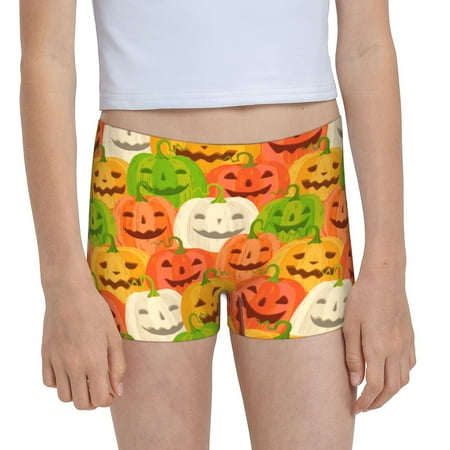 Pofeuu Cartoon Pumpkins Print Soft Cotton Girls Boyshort panties Toddler Underwear-Small