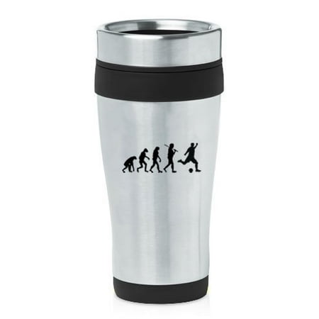 

Black 16oz Insulated Stainless Steel Travel Mug Z922 Evolution Soccer