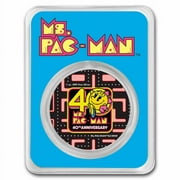 2021 Niue Colorized 1 oz Ag $2 Ms.PAC-MAN 40th Anniversary BU