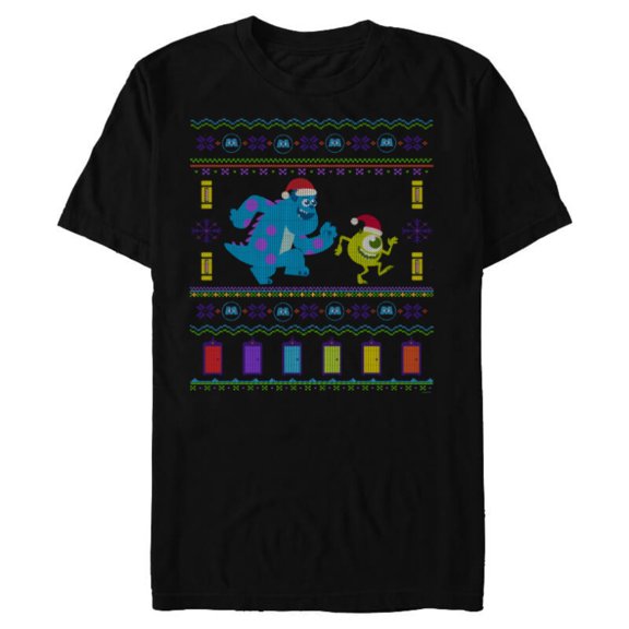 Disney PIXAR Monsters, Inc. Ugly Christmas Sweater Holiday - Short Sleeve Blended T-Shirt for Adults - Customized-Black