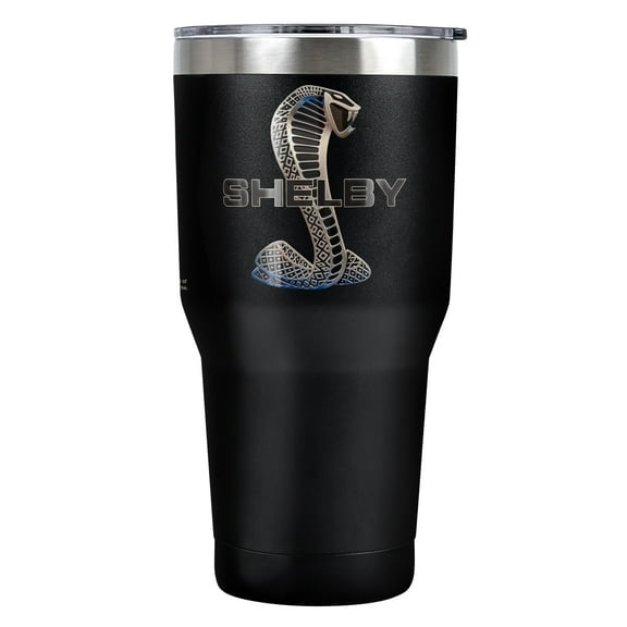 Shelby Cobra Official Mustang Logo 30 oz Travel Tumbler, Stainless Steel, Vacuum Insulated with Leak Resistant Slide-Lock Lid