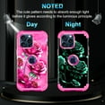 thumbnail image 2 of CASEFIV for iPhone 15 Pro Case,Glow in The Dark Three Layer Heavy Duty Shockproof Protective Case for iPhone 15 Pro 6.1 inch,Pink Rose, 2 of 8