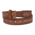 thumbnail image 2 of Snap on Flower Embossed Vintage Full Grain Oval Leather Jean Belt, 2 of 3
