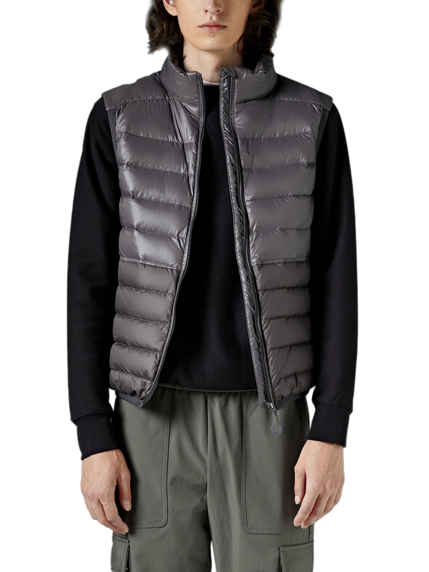 Men Solid Sleeveless Zipper Vest Coat Outwear Overcoat Jacket Puffer Warm Tops 