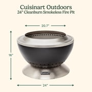 Cuisinart 24” Cleanburn Smokeless Fire Pit with Removable Base for Ash, Portable Wood Burning Outdoor Fireplace, Stainless Steel Smoke Free Outdoor Heater, Enhanced Airflow and Easy Cleanup