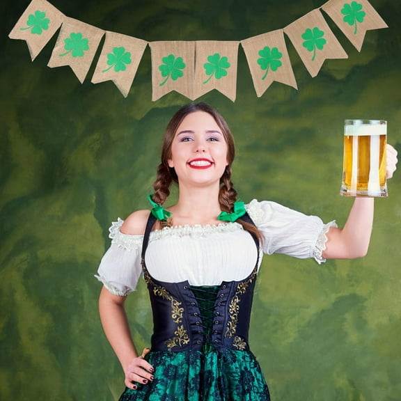 FOMIYES St. Patrick's Day Party Decorations Green Shamrock Banner for Festive Holiday Decor