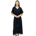 thumbnail image 2 of Bimba Women's Rayon Long Kaftan Dress With Pom Pom Designer Chic Maxi Caftan, 2 of 9