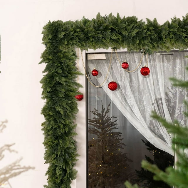Uklsqma Artificial Christmas Tree Pendant Decoration | Green Rattan Simulation Plants | Wall or Fireplace Hanging | Durable Reusable Holiday Home Decor | Festive Indoor Outdoor Accent
