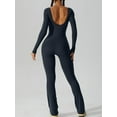 thumbnail image 4 of ZAXARRA Women´s Flare Leg Rompers Long Sleeve Open Back Solid Color Jumpsuit Pants Playsuit Streetwear, 4 of 6