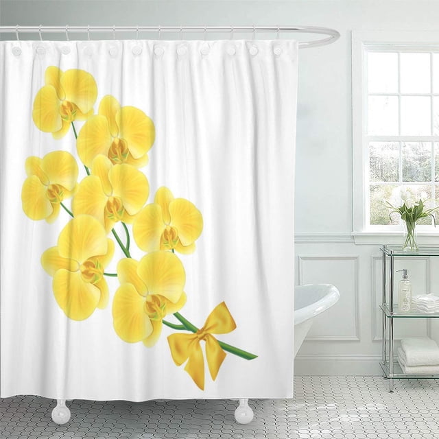 ABPHQTO Arte amarillo orquídea flor celebración arco fondo hermosa flor cortina de ducha 150x180 cm