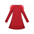 thumbnail image 2 of Robe Fille Noël Rouge Renne Col Rond Manches Longues Évasées 7 Ans, 2 of 5