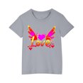thumbnail image 2 of Piuwrlz Kid Short Sleeve Sweatshirt Girls T-Shirts Printed Loose Round Neck Blouses T Shirt Top Gray Size 9 Years, 2 of 4