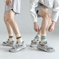 thumbnail image 6 of DOVACKA 6-Pack Neutral Striped Retro Crew Socks, Casual Cotton Socks for Men Women (Size 7-15), 6 of 7