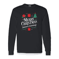 thumbnail image 3 of Gildan Merry Christmas Design T-Shirt for Men, Long Sleeve Black Christmas Print Tee, S, 3 of 5