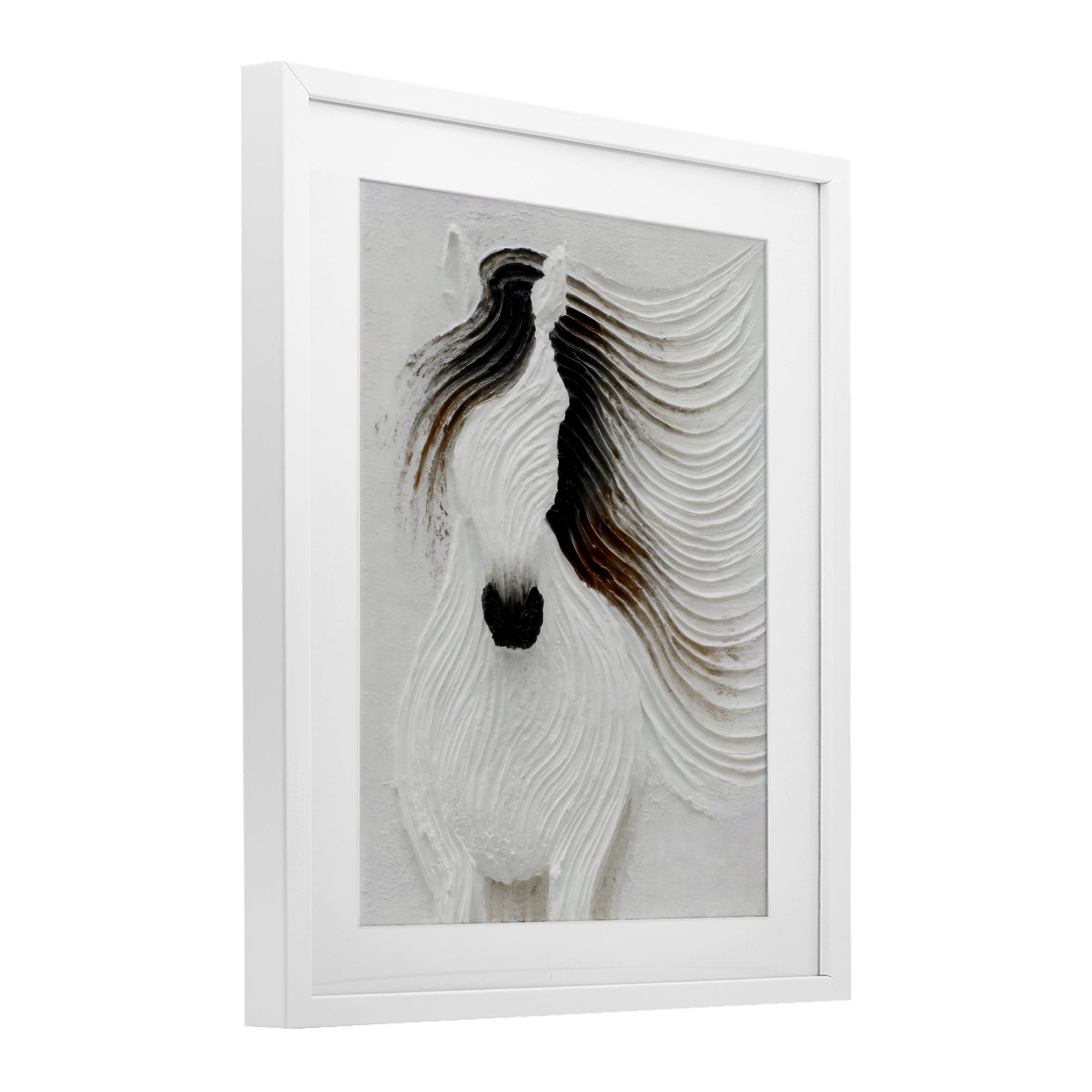 Stupell Industries Grooved Horse in Flowing Motion White Framed Print Under Glass, design by Ink Drop Loft
