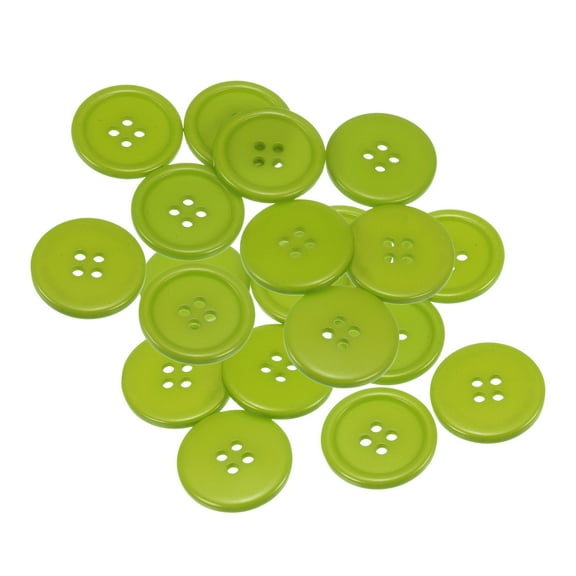 Uxcell 20pcs 40L Sewing Buttons 1"(25mm) Resin Round Flat 4-Hole Craft Replacement Buttons, Green