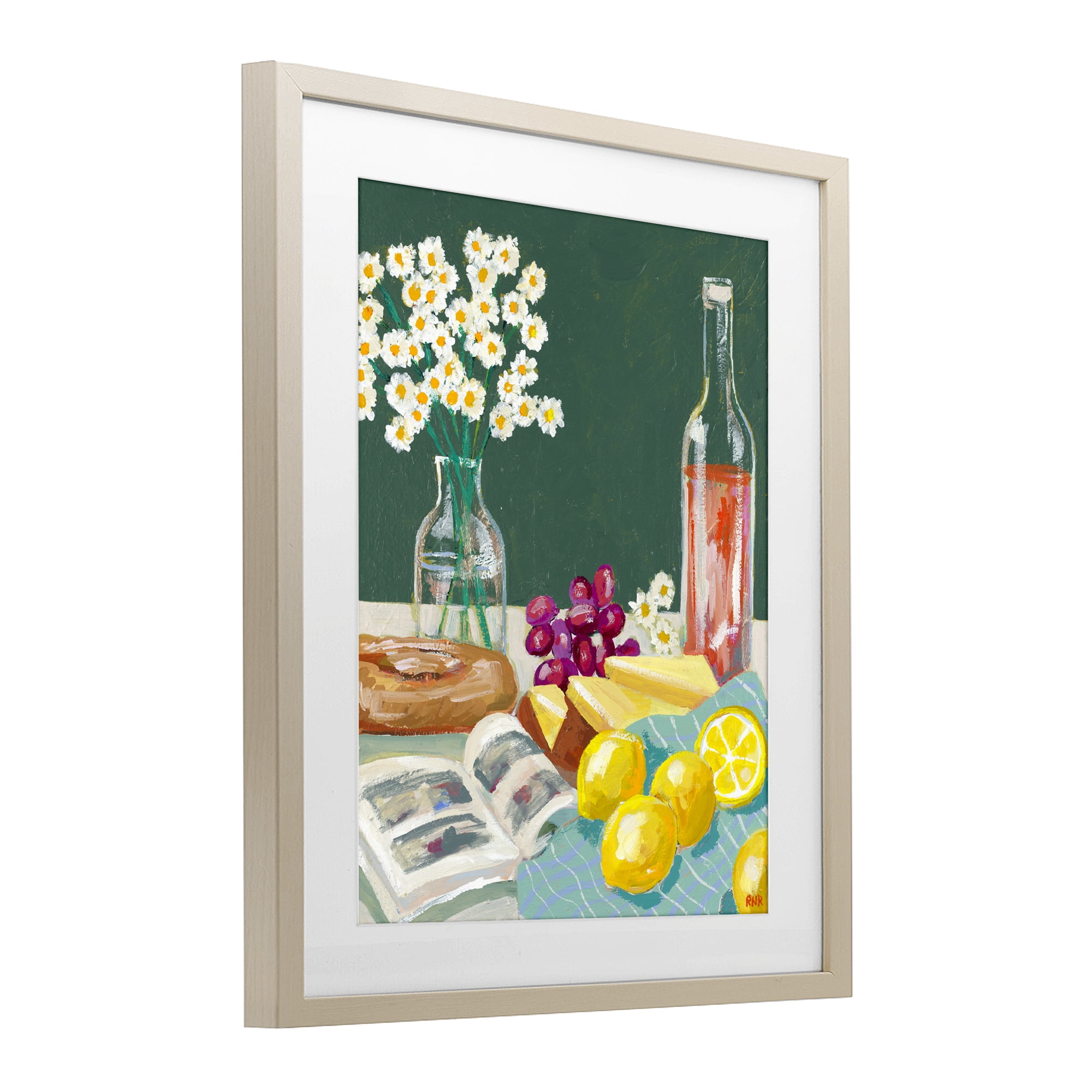Stupell Industries Cheese, Wine and Lemon Still Life Birch Framed Print Under Glass, design by Rachael Reese
