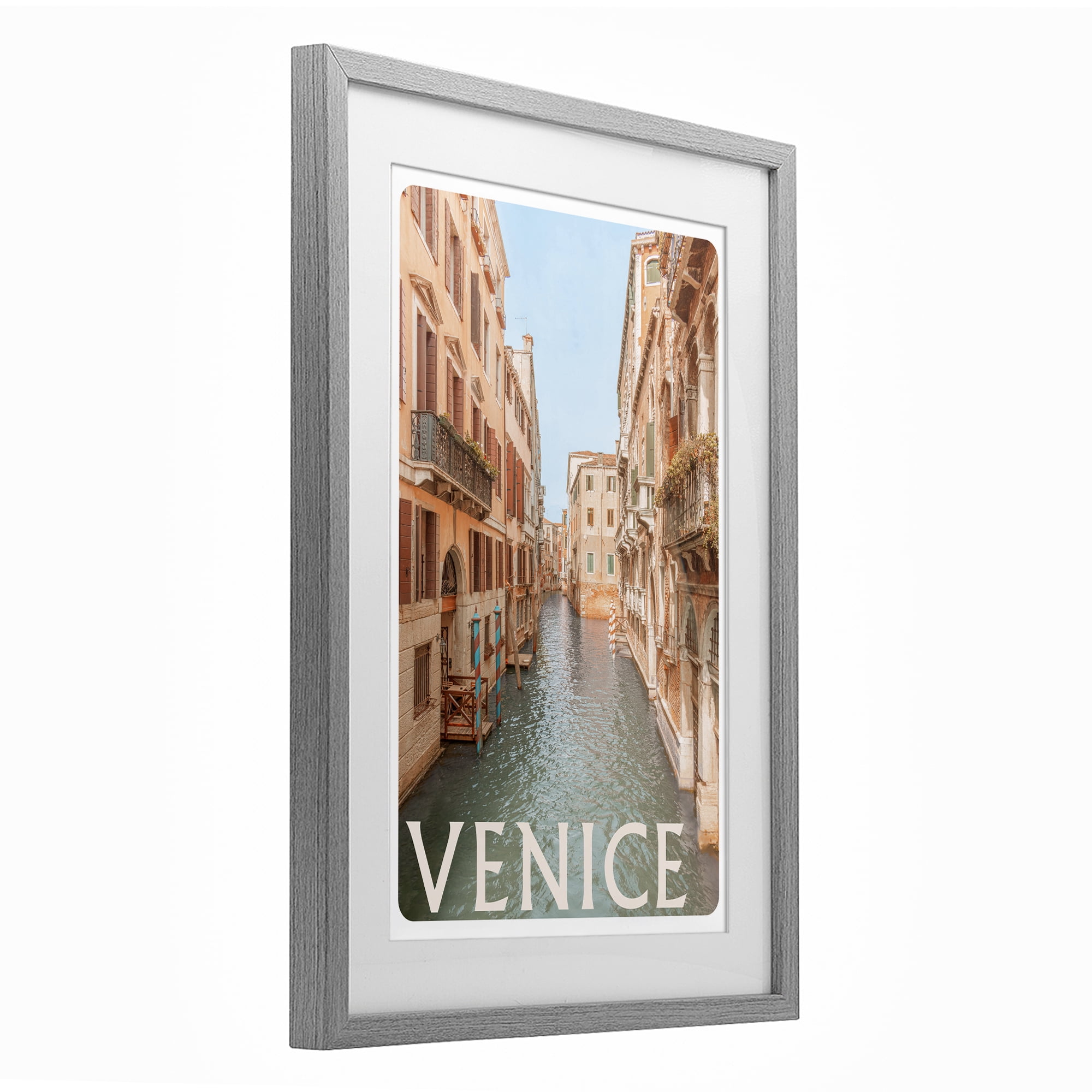 Stupell Industries Venice Canal Waterway Gray Framed Print Under Glass, design by Erin Marie