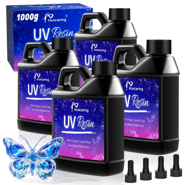 Kit de resina UV Honcaring 1000 g, transparente, de curado rápido, para DIY