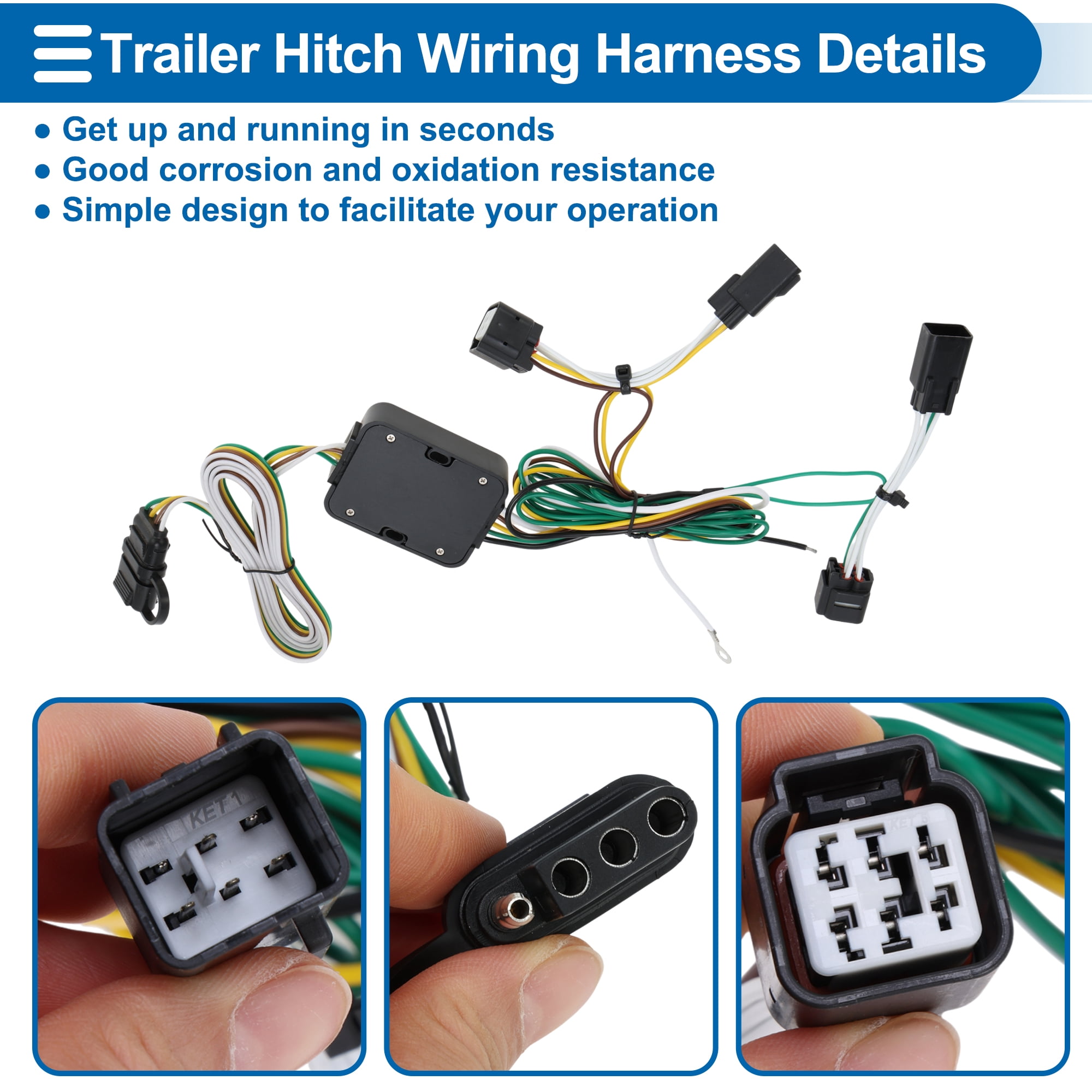 Unique Bargains 4 Pin Trailer Wiring Harness No.56501 Towing Hitch Wiring for Kia
