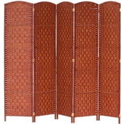 Legacy Decor Diamond Weave Fiber 5 Panel Room Divider, 71" Tall, Honey Color, Freestanding