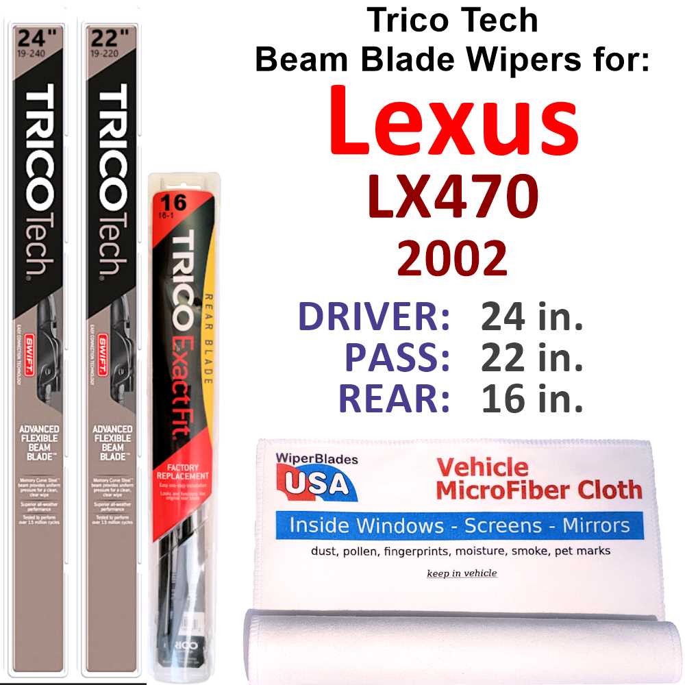 2002 Lexus LX470 Beam Blade Wipers (Set of 3) w/Rear Wiper