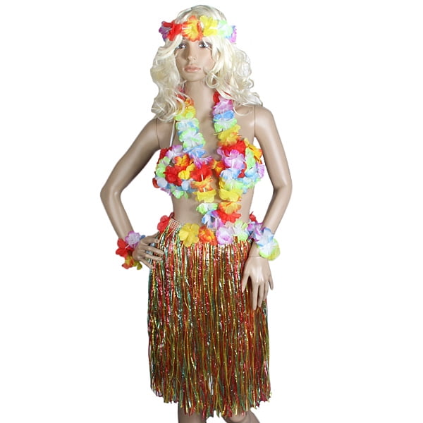 Colorido Hawaiano Tropical Luau Grass Dancer Sujetador Conjunto para Muñeca Niña Baoblaze Faldas de mujer