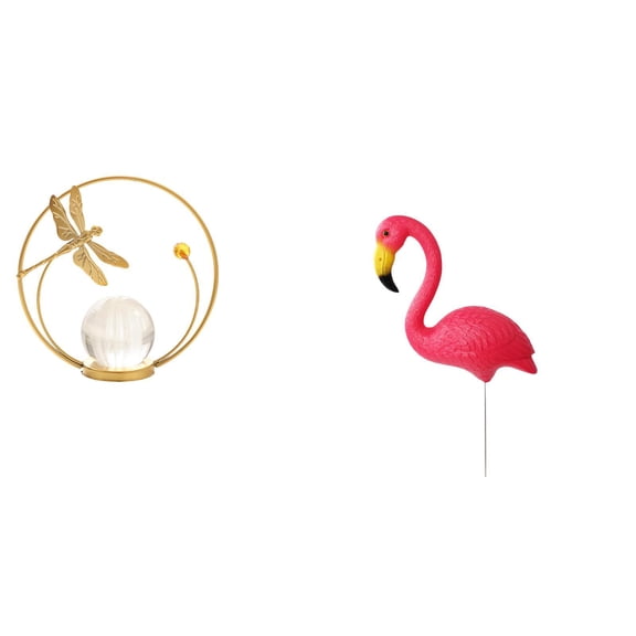 Crystal Ball Sculpture Flamingo Ornament Garden Stake Durable HDPE Construction for Living Room Porch Lawn