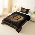 thumbnail image 2 of Castle Fairy Western Wood Letter H Twin Comforter Sets 3-Piece for Adults,Vintage Texas Star Bedding Set for Home Decor,Black Reversible, 2 of 6