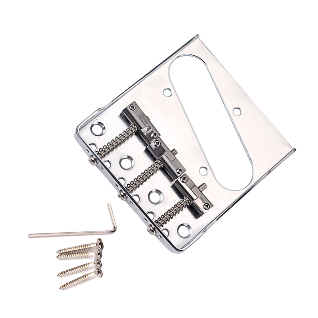 Zeiwohndc Guitar Bridge with Barrels Brass 3-Saddle for Hardtail Electric Guitar Part