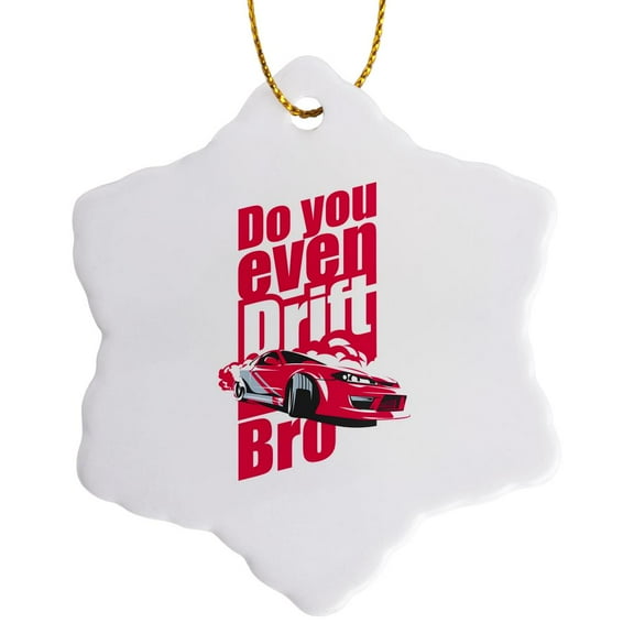 3drose, Do You Even Drift Bro Cool Drifting Racecar, 3 inch Snowflake Porcelain Ornament