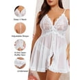 thumbnail image 3 of LapaPlus Plus Size Sleepwear Sets for Womens XL-5XL Lace Slit Hem Chemise Nightdress with Panty, 3 of 5