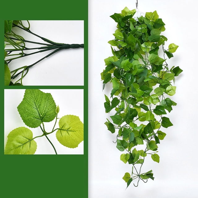Planta artificial verde para colgar en la pared | Hojas de hiedra de plástico realistas | Decoración de interiores de 100 cm | Planta colgante 3D para el hogar y la oficina