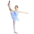 thumbnail image 2 of MSemis Kids Girls Mesh U Back Ballet Dance Leotard Tutu Skirt Light Blue 8, 2 of 7