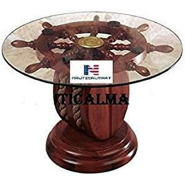 Nauticalmart Glass Ship Wheel Decorative Table Custom Size