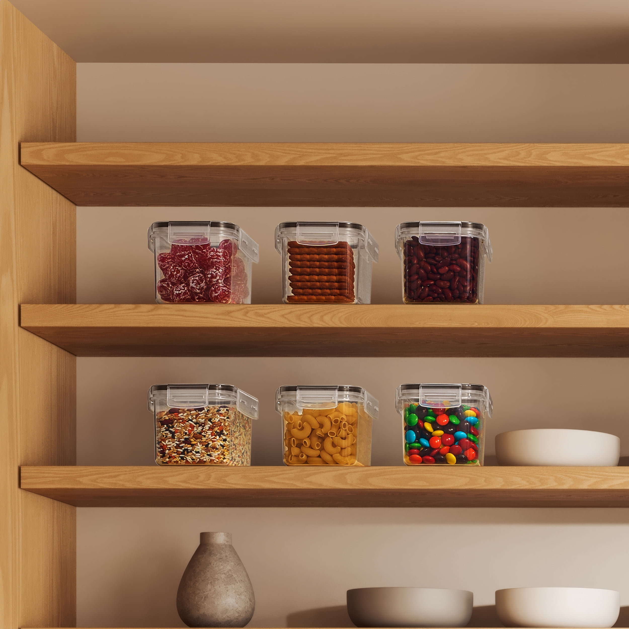Sorbus 6-Pack Airtight Food Storage Containers 0.8L Clear w/ Lids, Labels & Spoons