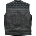thumbnail image 2 of First Mfg Co - Sinister - Men's Motorcycle Biker Riding Black Blue Leather Vest - Large, 2 of 5