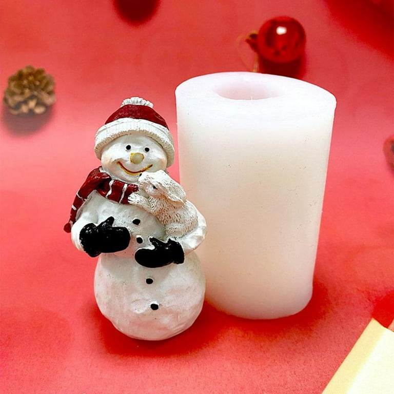 Eqwljwe 3D Christmas Tree Snowman Candle Mold - Christmas Party Silicone Mold for Fondant, Fimo Clay, Soap, Chocolate, Cake Decoration Clearance