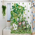 thumbnail image 3 of St Patrick's Day Small Stall Shower Curtain, Waterproof Shower Curtains for Bathroom, Lucky Shamrock Tree Gnomes Truck Leaf Green Washable Fabric Bath Curtain for Bathtub with Hooks 36x72 Inches, 3 of 9