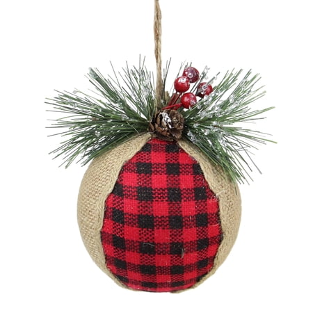 Northlight 5.5 Red and Black Plaid with Burlap Christmas Ornament
