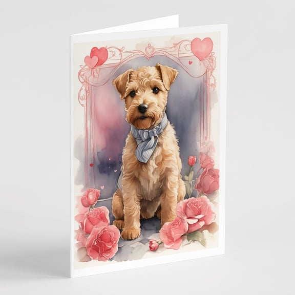 Lakeland Terrier Valentine Roses Greeting Cards Pack of 8 7 in x 5 in