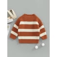 thumbnail image 2 of Baby Boy Girl  Warm Sweater Stripe High Neck Crochet Sweater Pullover Tops, 2 of 7