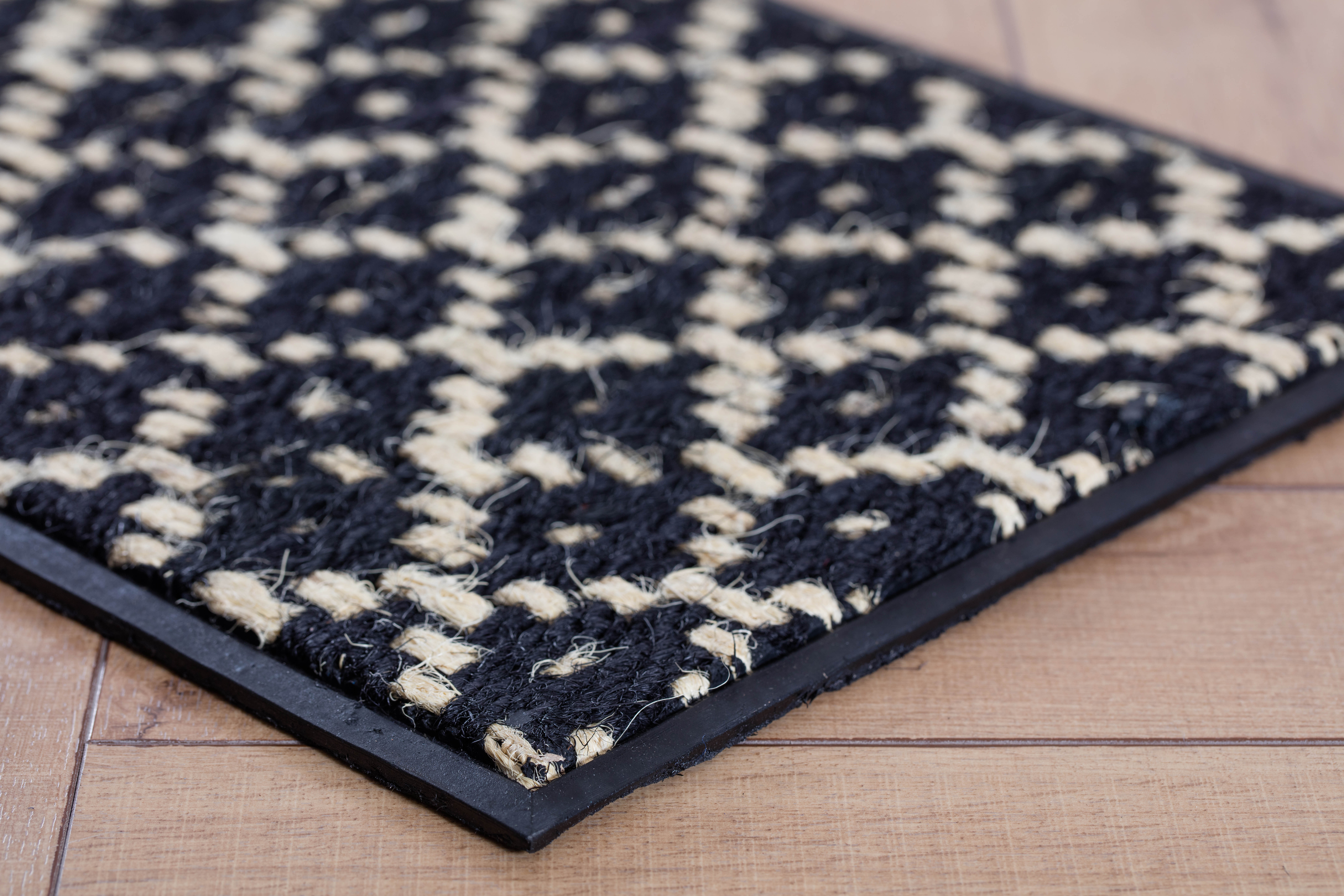 Black Metal Boot Tray with Black & Ivory Coir Insert
