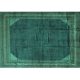thumbnail image 1 of Ahgly Company Machine Washable Indoor Rectangle Persian Turquoise Blue Traditional Area Rugs, 5' x 7', 1 of 4
